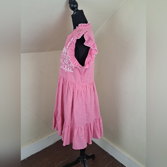 Fate Theadora Dress Pink Embroidered Size L NWT - Picture 4 of 14